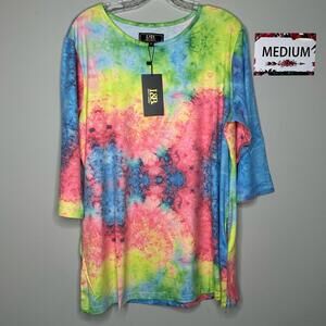 L&B Medium Tie dye crew neck 3/4 sleeve shirt (ITEM #A)